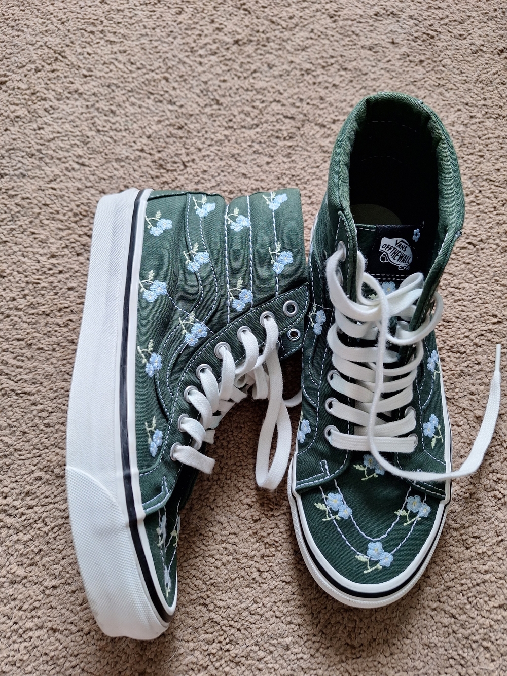 Vans Dark Green Floral High-Top Platform Sneakers